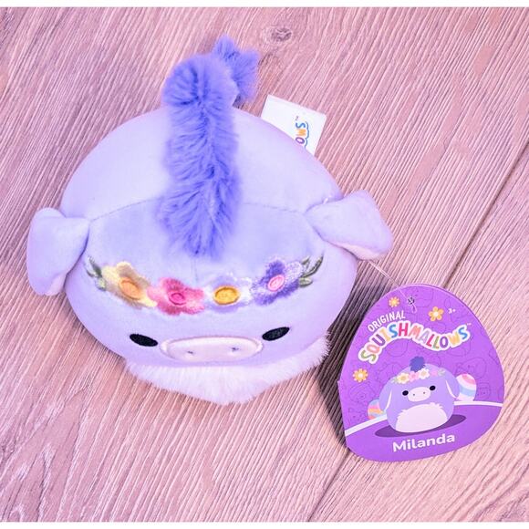 NEW Milanda The Donkey Squishmallow 6" Lilac Stuffed Plush 2024 Flower Crown - Picture 3 of 8